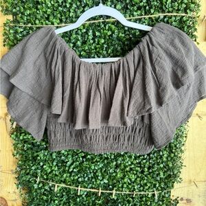 Elegant Brown Off-Shoulder Top